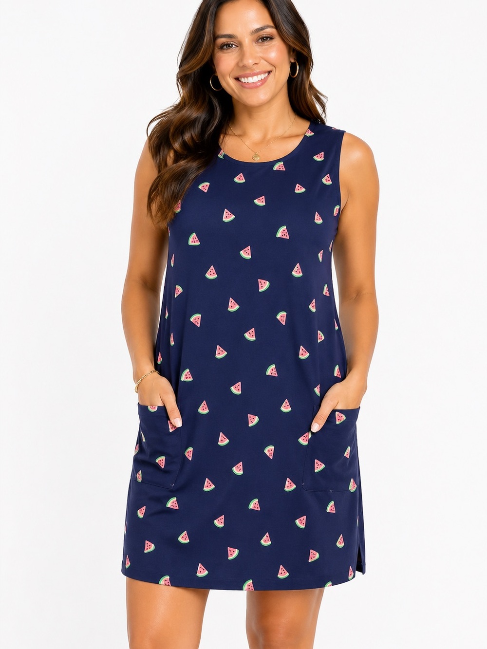 NWT Mudpie Size Large Navy Watermelon Print Sleeveless‎ Boutique Dress